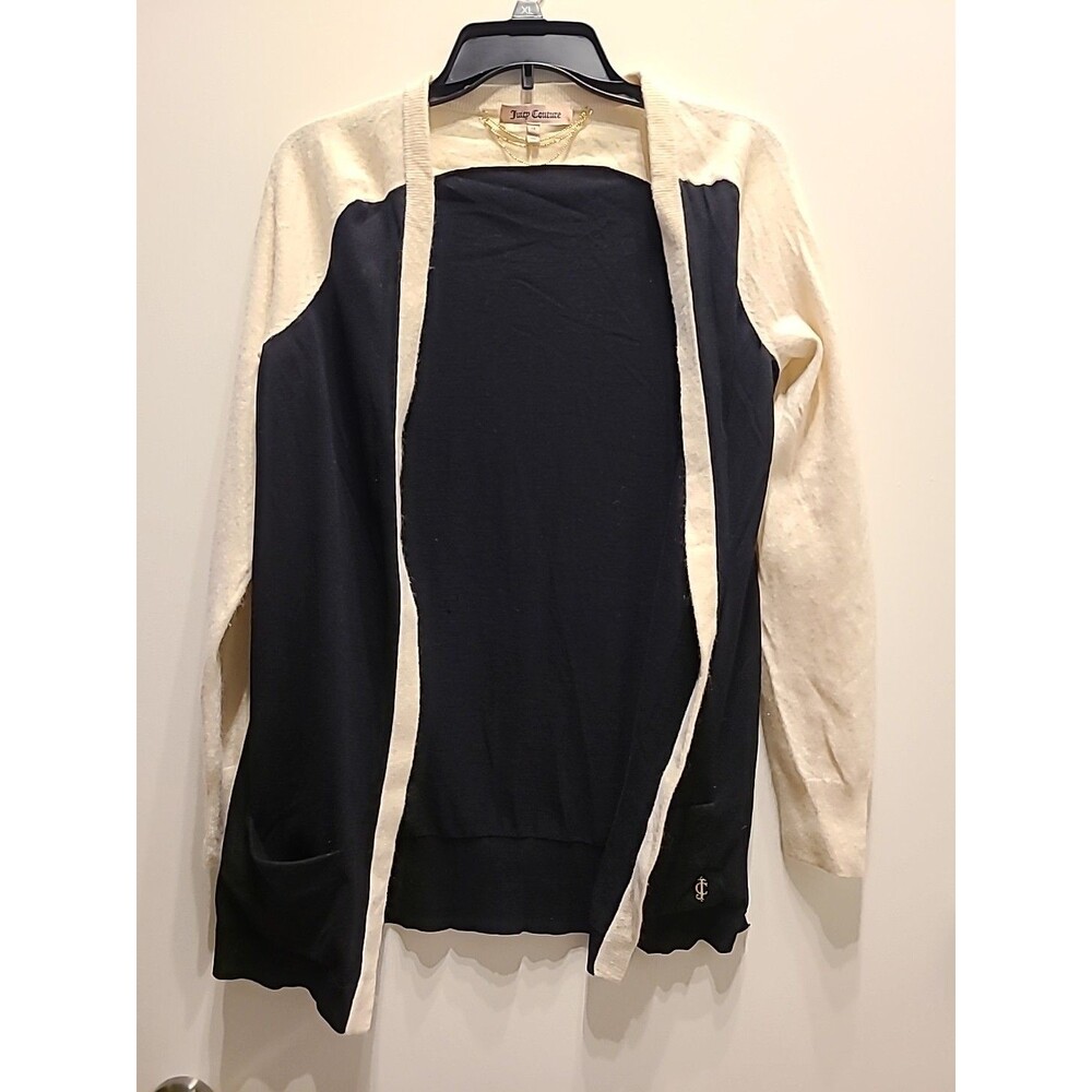 Retro JUICY COUTURE Y2K Style Long Sleeve Gold Logo Cardigan Preppy Sweater